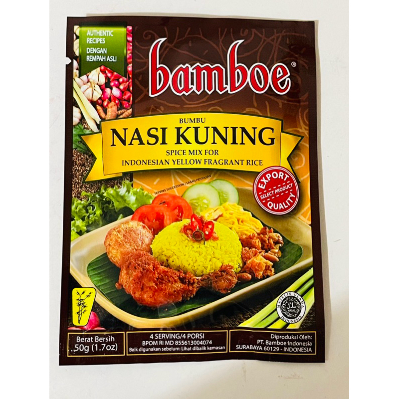 Indonesia Bumbu Bamboe Nasi Kuning /  Instant Spices Indonesian Yellow Fragrant Rice ,50 gram