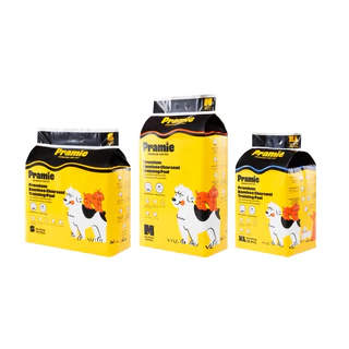 [แพ็ค3] Pramie Premium Training Pad แผ่นรองซับฝึกขับถ่ายผสมชาโคล : Size M 45x60 ซม. 3 แพ็ค