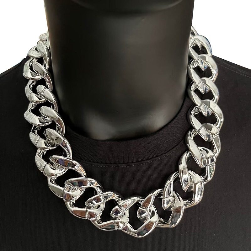 เงินฮิปฮอป Hip-hop สร้อยคอเงินคนโคตรรวย Silver thug life แฟชั่น props เครื่องประดับ คอโซ่เงิน พร้อมส่ง fake necklace พร็ - รูปที่ 2