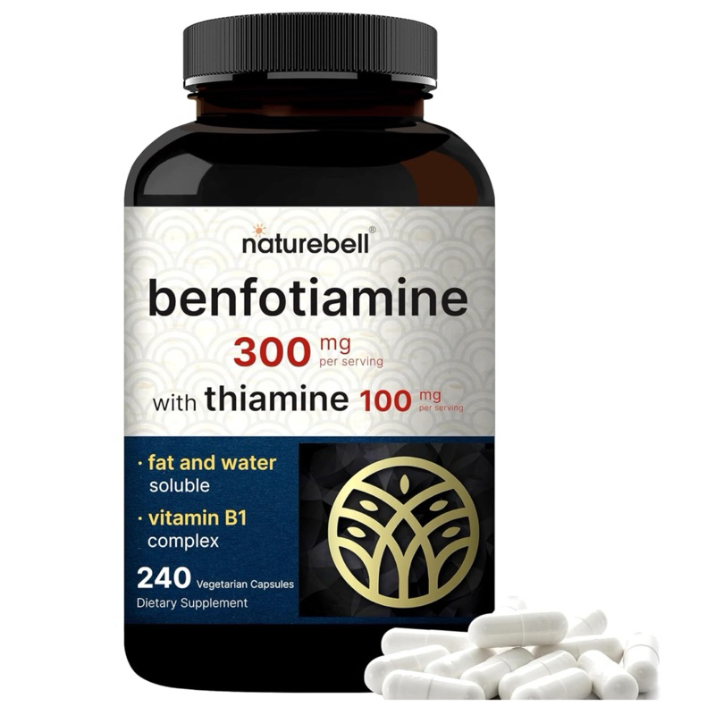 [ NATUREBELL ]❇️BENFOTIAMINE 300 MG + THIAMINE ( วิตามิน บี1  บำรุงประสาท ) ( 240 แคปซูล💊 )
