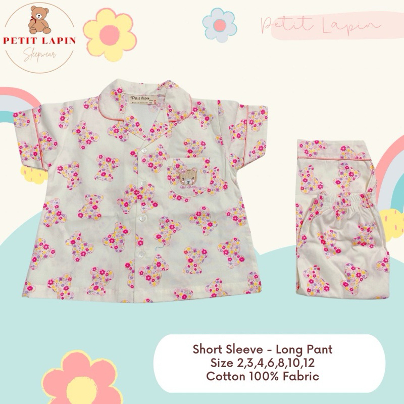 ชุดนอนเด็กหญิงแขนสั้นขายาวไซส์ 4A Petit Lapin (อายุ 4-5 ปี)