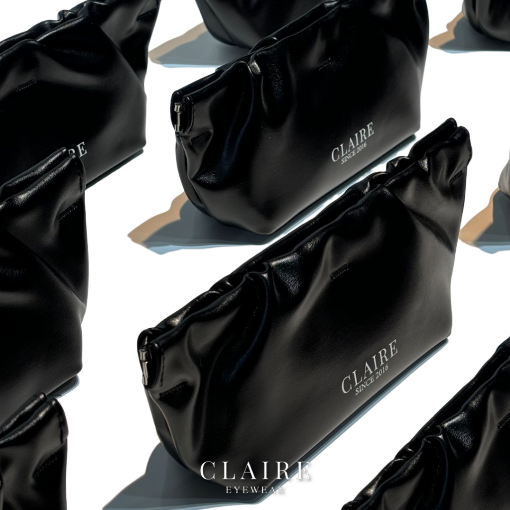 CLAIRE :  กระเป๋าหนังคลัทช์สีดำสุดหรู Clutch Bag กระเป๋าหนังใส่แว่น กระเป๋าหนังคลัทช์