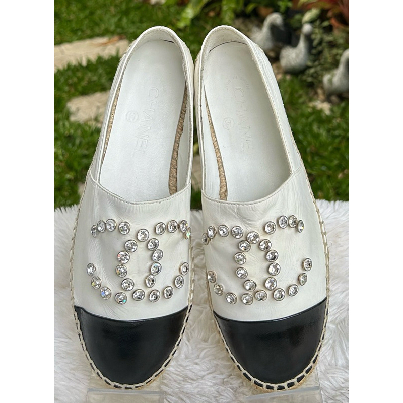 Chanel Espadrilles Crystal CC  Sz.37 รองเท้าแบรนด์เนมมือสอง