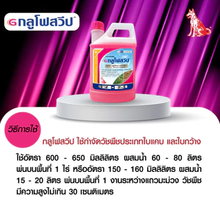 กลูโฟสวีป ยาฆ่าหญ้าทุกชนิด สารกำจัดวัชพืชสูตรเผาไหม้ น้ำสีชมพู เร็ว แรง ตายเรียบ