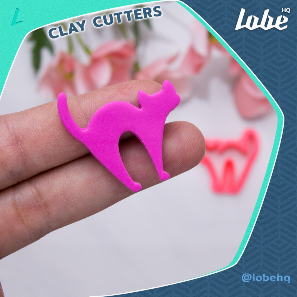 Lobehq Scared Cat Shape A Polymer Clay Cutter/ แม่พิมพ์กดดินโพลิเมอร์รูปทรงแมวตกใจวันฮัลโลวีน