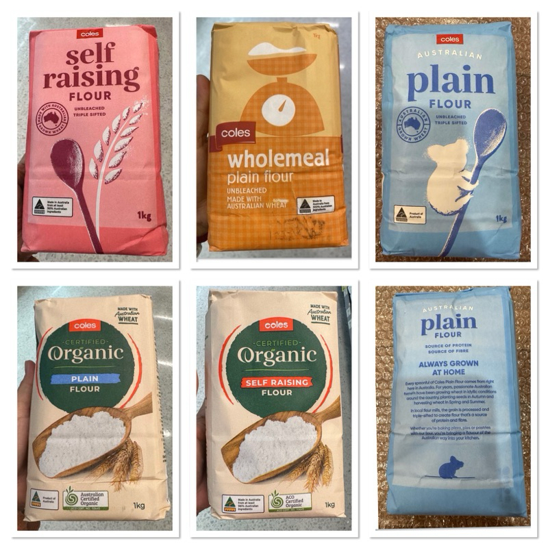 Coles White Plain Flour 1000 G. แป้งสาลี ไม่ฟอกสี โคลส์ / White Self Raising / Wholemeal Plant แป้งส