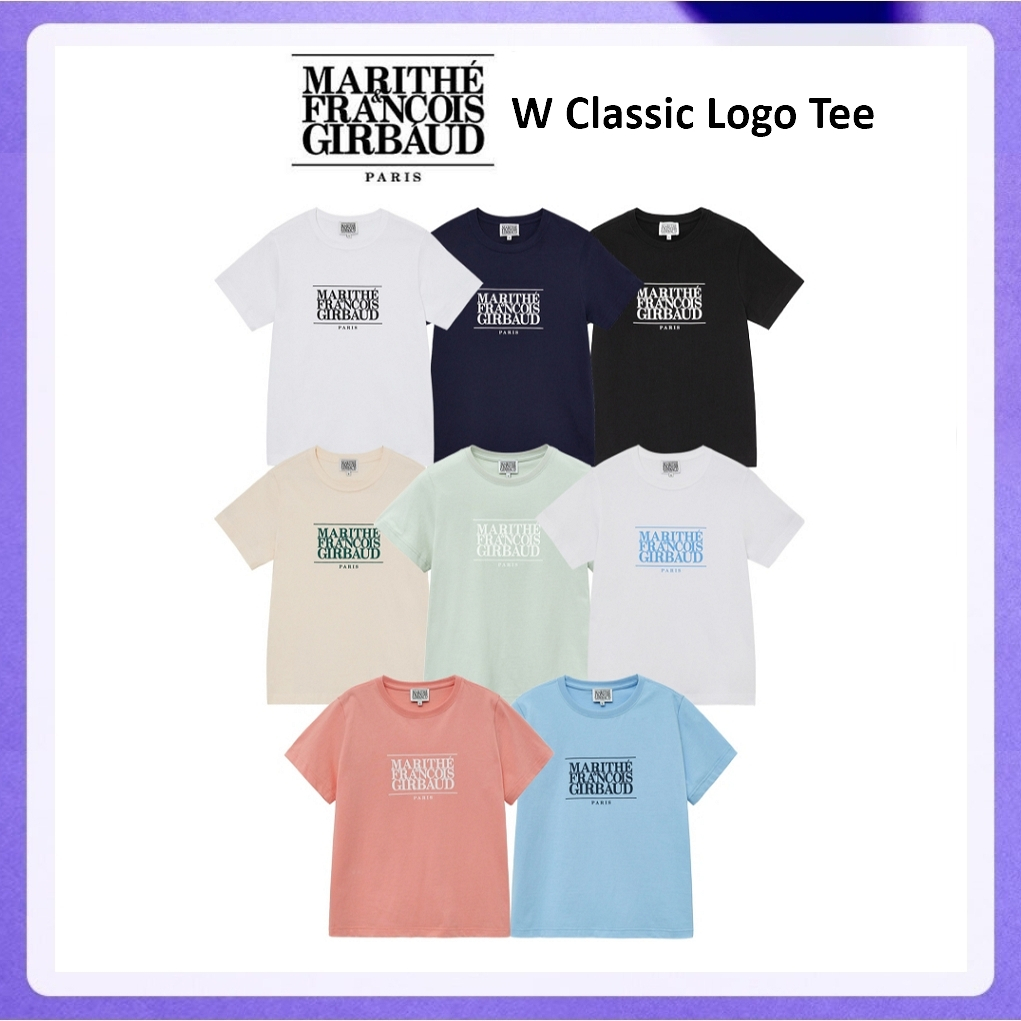 Marithe Francois Girbaud W Classic Logo Tee (White, Light Beige, Navy, Pink, Sky Blue, Ringer Tee White, Light Green)