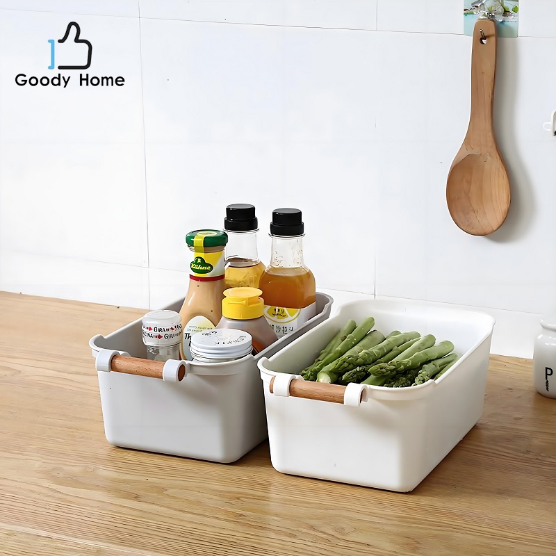 Goody Home กล่องเก็บของอเนกประสงค์ ใส่ของใช้ทั่วไปในบ้าน  มีหูหิ้ว หนึ่งด้าน แต่สามารถยกหิ้วได้ทั้งสองด้าน  มี 2 ขนาดให้