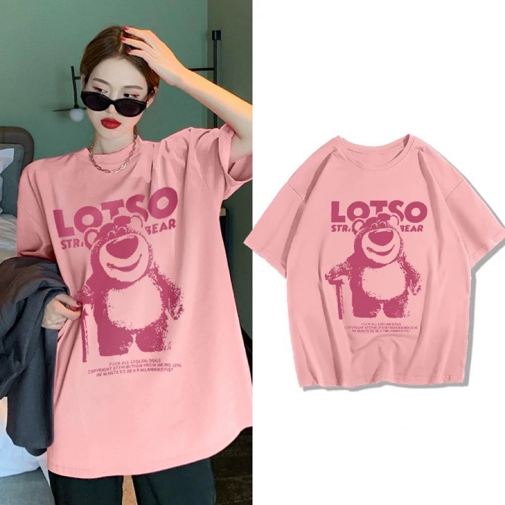 MKL เสื้อยืด คอกลม แขนสั้น ผ้านิ่ม ลายหมีLOTSO เสื้อยืดแฟชั่น สไตล์เกาหลี #9601