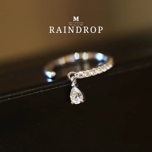 MEET💕แหวนเงิน แหวนเงินแท้ Raindrop แหวนผู้หญิง แหวนเงินแท้ แหวนปรับขนาดได้ แหวนเรียบหรู แหวนแฟชั่น