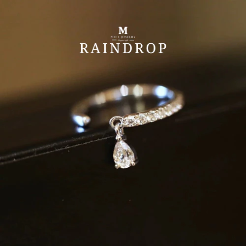 MEET💕แหวนเงิน แหวนเงินแท้ Raindrop แหวนผู้หญิง แหวนเงินแท้ แหวนปรับขนาดได้ แหวนเรียบหรู แหวนแฟชั่น