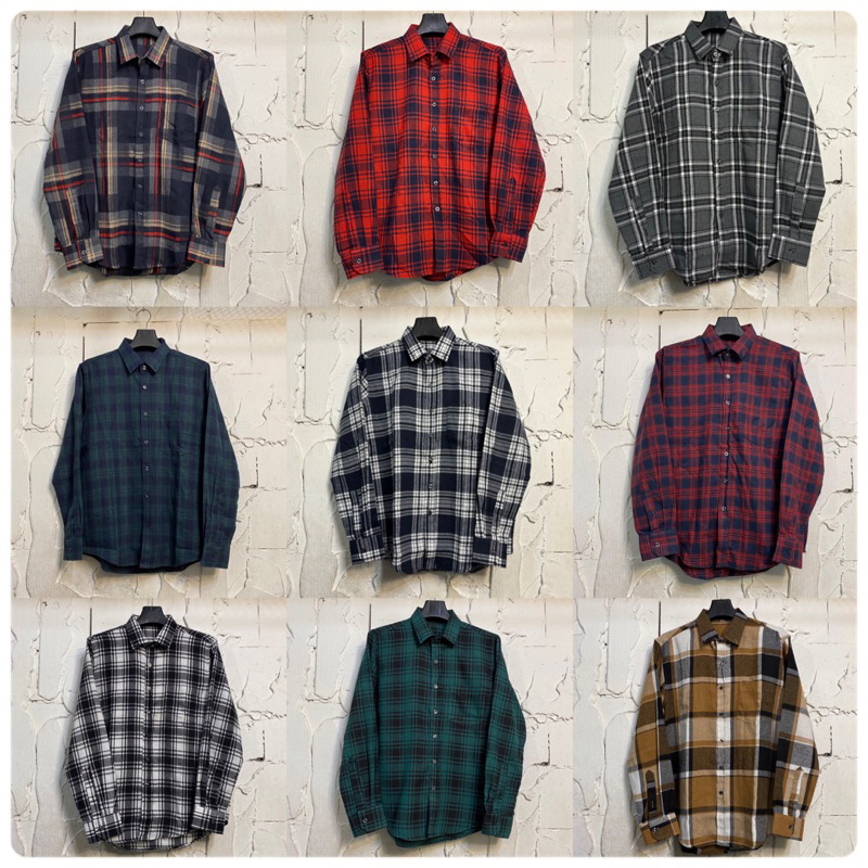 เสื้อเชิ้ตแขนยาว ลายสก็อต M-4XL ผ้า cotton brush ใส่สบาย นุ่ม ลายสุดฮิต เสื้อเเขนยาวลายสก็อต