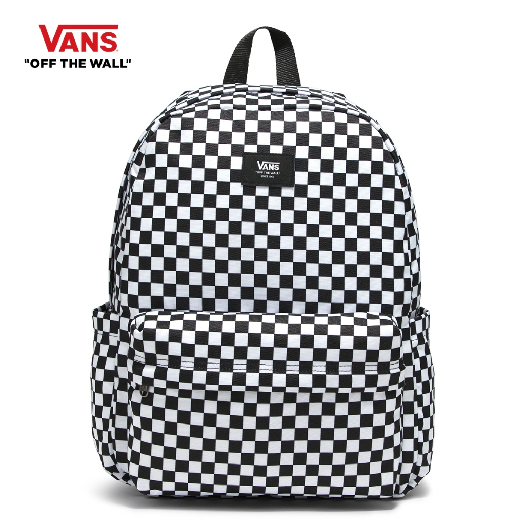 VANS OLD SKOOL CHECK BACKPACK - BLACK-WHITE กระเป๋าเป้สะพายหลัง ชาย หญิง
