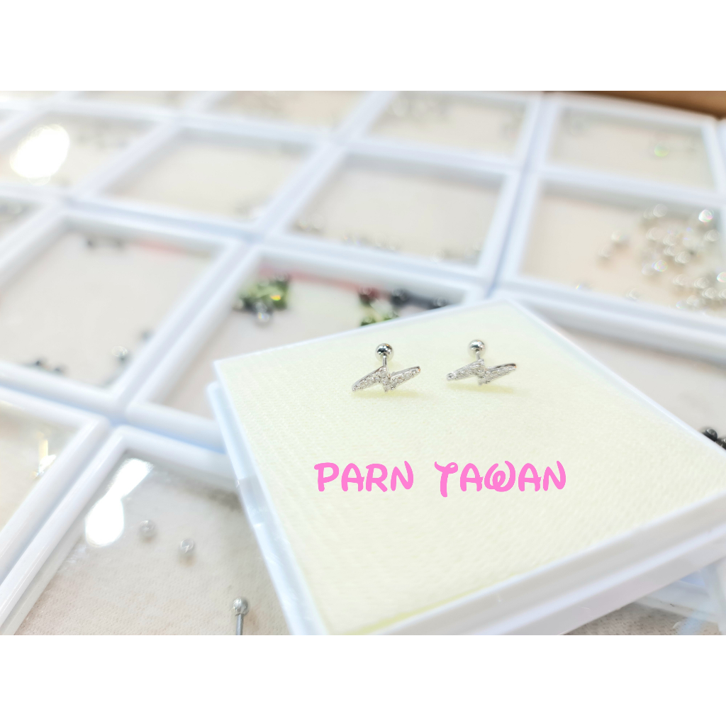 จิวหูลายสายฟ้า ใส่สวยมากๆๆๆๆ งานสแตนเลส ใส่อาบน้ำได้ ขนาดก้านหนา 1 mm