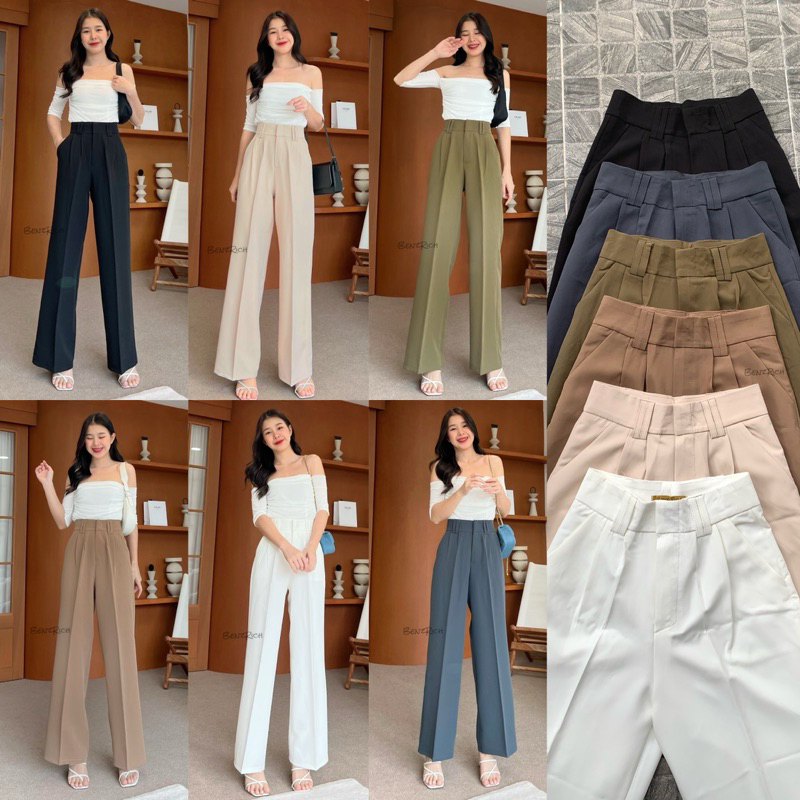 2ตะขอ2หู ขากระบอกใหญ่ กางเกงแฟชั่น&ทำงาน