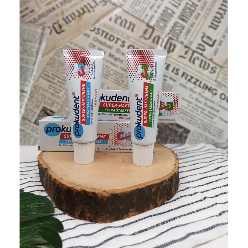 ครีมติดฟันปลอม Prokudent Super-Haftcreme neutral/Minze extra stark 2 สูตร ขนาด 40g จากเยอรมัน