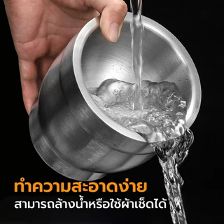 Alechaung ครกสแตนเลส สากสแตนเลส ครกเกาหลี Mortar stainless พร้อมฝากันกระเด็น ตำกระเทียม ตำพริก เครื่องเทศ