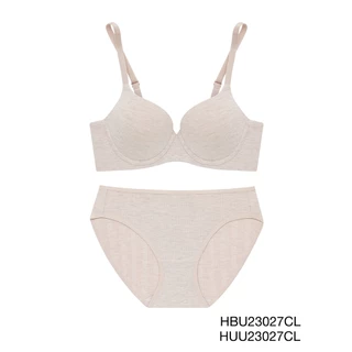 Sabina เซตชุดชั้นใน Habpy Pretty Perfect Level 1 เสื้อชั้นใน  มีโครง รหัส HBU23027CL+HUU23027CL - สีเนื้ออ่อน