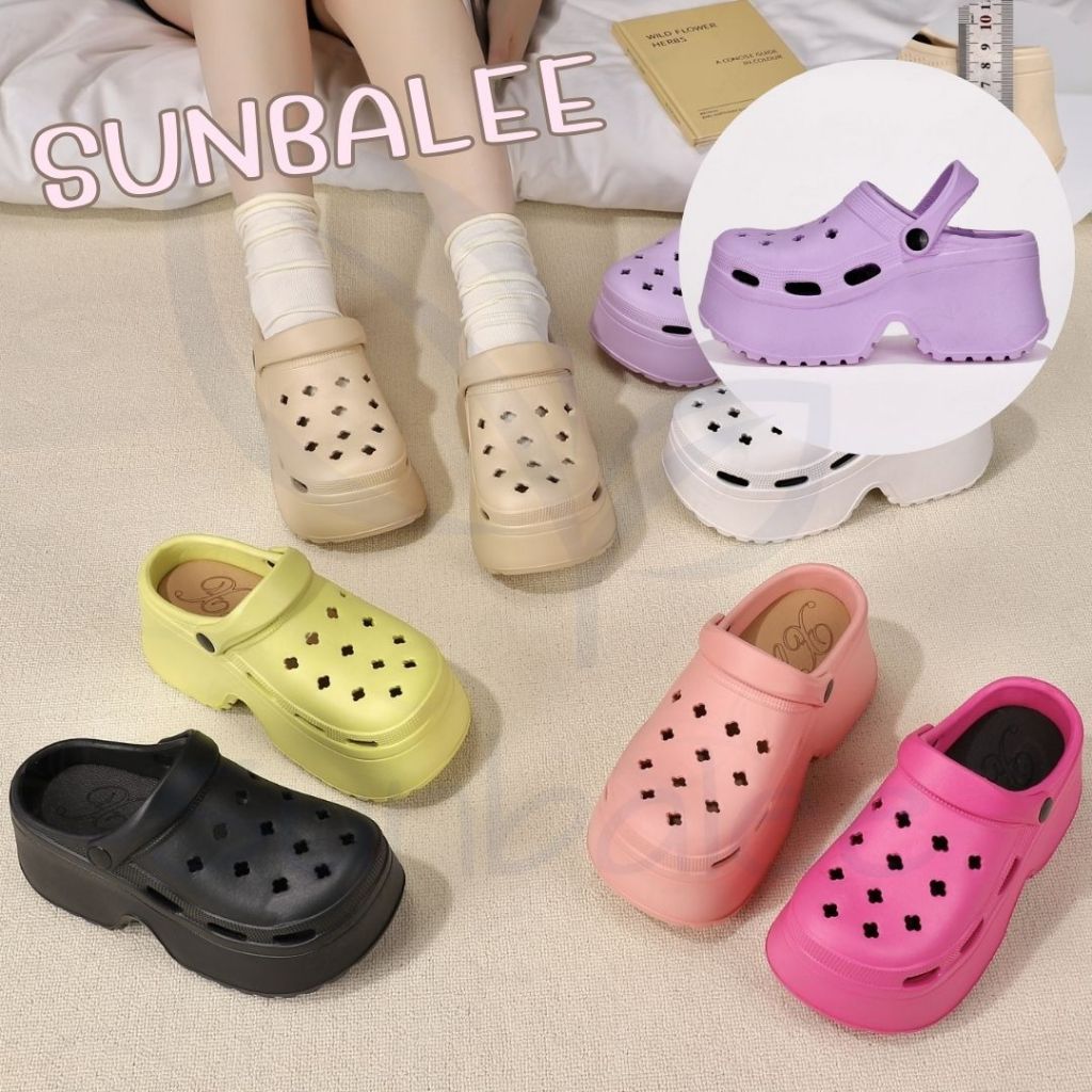 SUNBALEE 🌷 E8899 รองเท้าหัวโต ไม่แถมตัวติด แบบสวม สูง 8 cm รองเท้ารัดส้น วัสดุ EVA คุณภาพดี สินค้าพร้อมส่ง