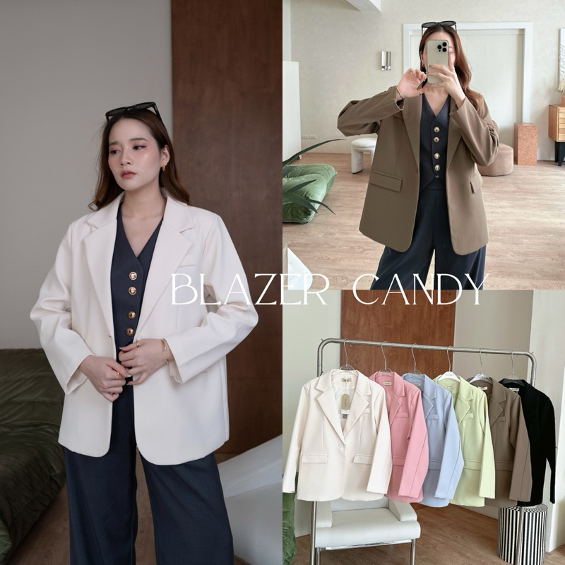 “ Candy blazer top “ (มีซับในในทั้งตัวบ่าเสริมฟองน้ำ) - Swanashop