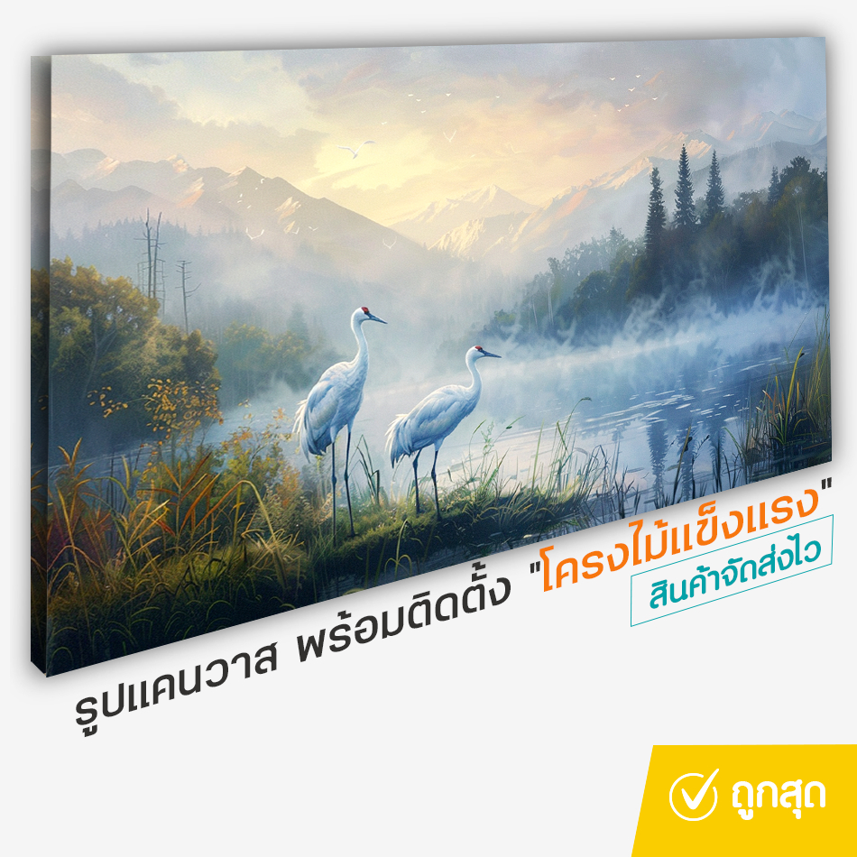 รูปนกสองตัว นกกระเรียน รูปฮวงจุ้ย รูปมงคล