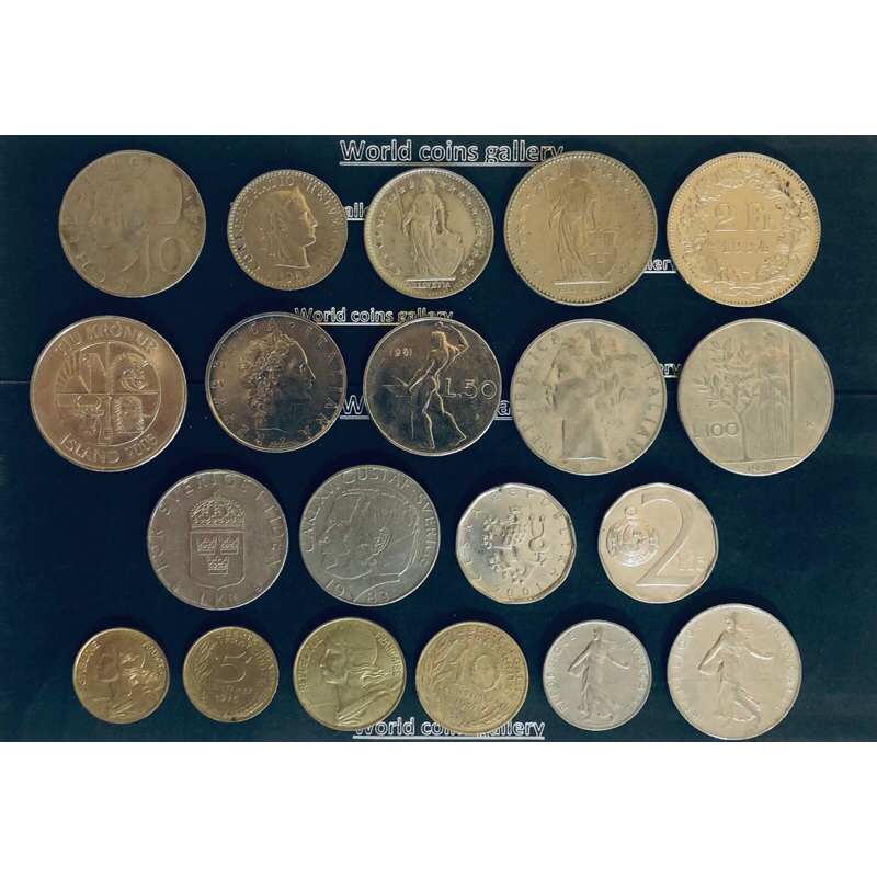 World coins เหรียญต่างประเทศ รวม20เหรียญ Austria, Switzerland, Iceland, Italy, Sweden, Czech Republi