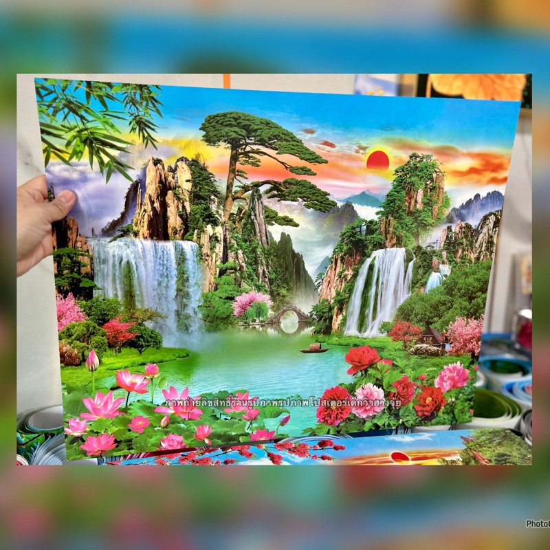 โปสเตอร์ไม่ใช่สติ๊กเกอร์ (เลือกภาพด้านใน) ขนาด 40x50 cm.(16*20 นิ้ว)ภาพวิว ภาพวาด ภาพดอกไม้สวย ซากุระ ดอกบัวน้ำตก ทะเล