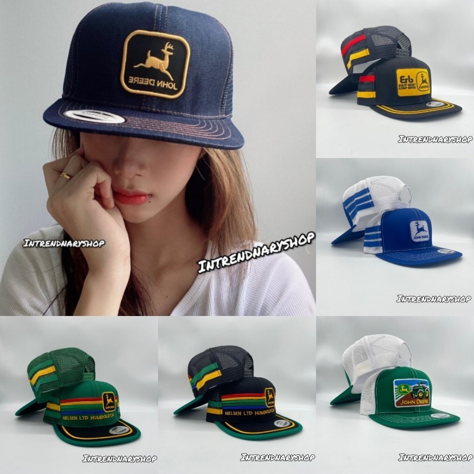 หมวกตาข่าย หมวกวินเทจ โลโก้ กวาง JOHN D Vintage Snapback HIPHOP