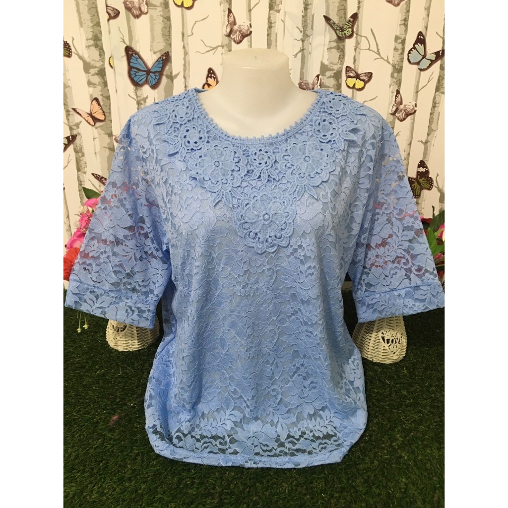 เสื้อลูกไม้ผ้านิ่ม เสื้อสาวอวบ รอบอก 42-44-46 นิ้ว ใส่ได้ค่ะ #รุ่น703