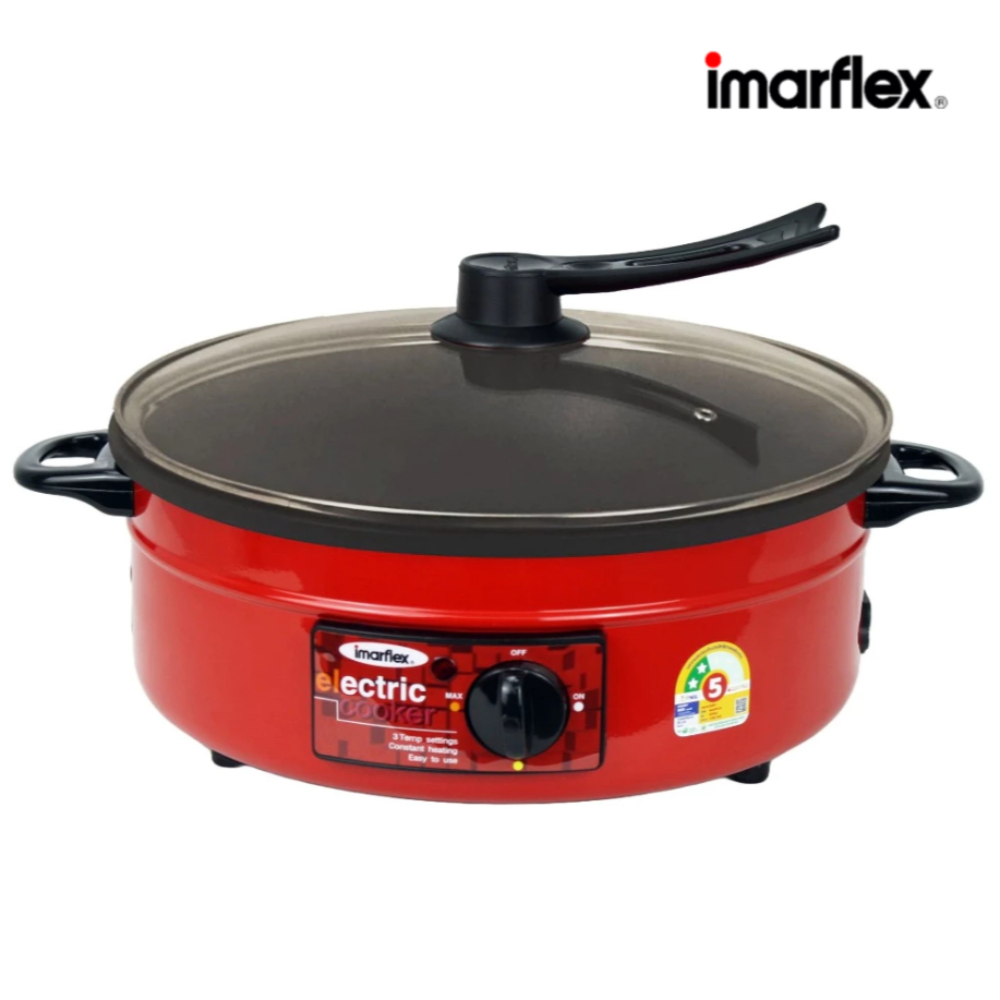 IMARFLEX กระทะไฟฟ้า รุ่น IP-134 เคลือบ เทปลอน ขนาด 3 ลิตร ฝาแก้ว แบบใหม่ กระทะไฟฟ้าเทปล่อน