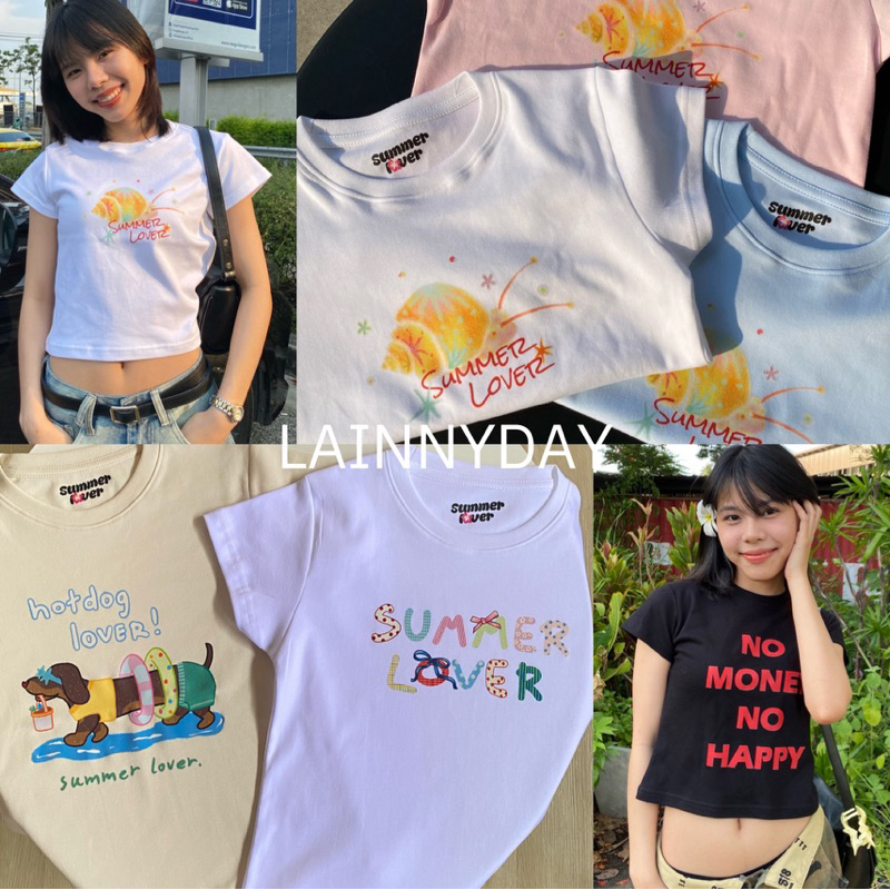 (สั่งผ่าน Shopee วิดีโอที่หน้าร้าน ลด 30%) เสื้อ baby tee สกรีนลาย มีไซส์ให้เลือก