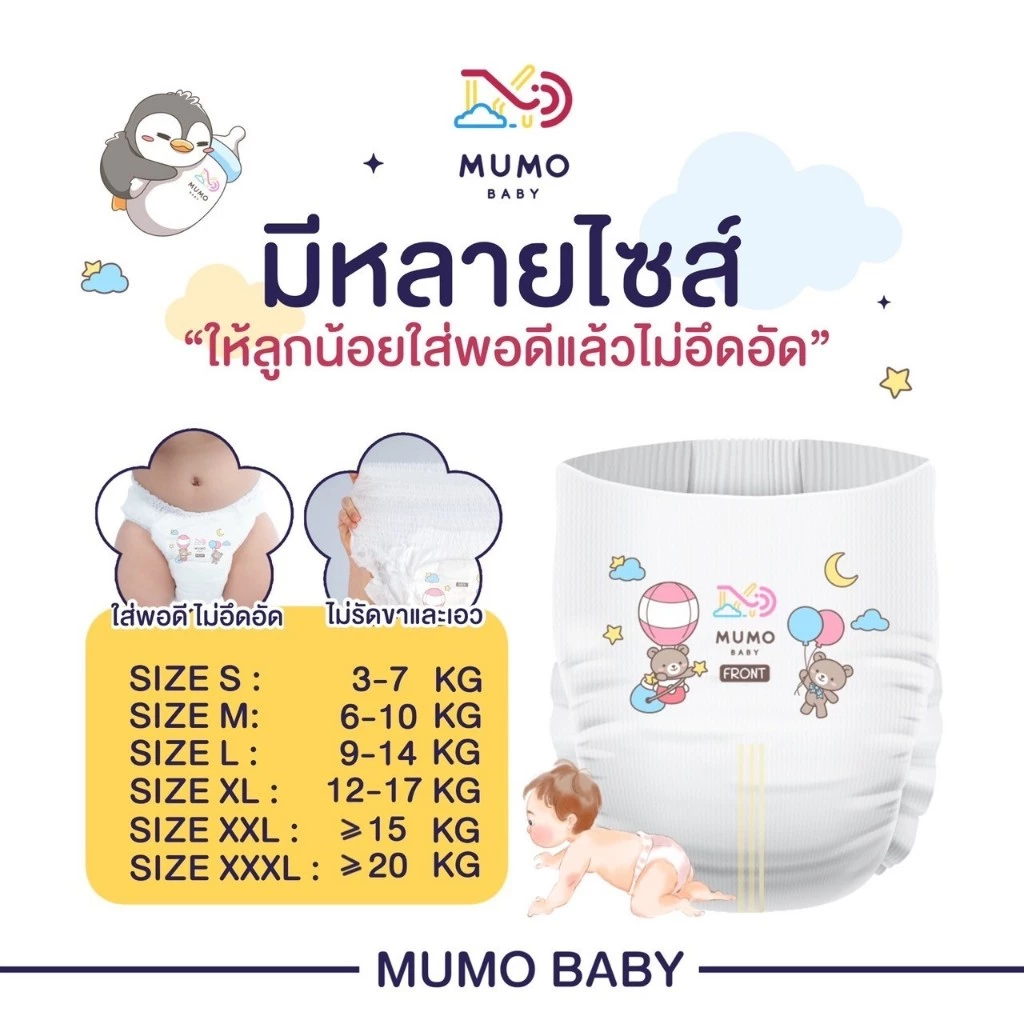 Mumo Baby Day&Night Pants ไซส์S-3XL กางเกงผ้าอ้อมเด็ก มูโมะเบบี้ แพมเพิสเด็ก thumbnail 10