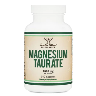 ลดเกร็งกล้ามเนื้อพักผ่อนสบาย Double Wood Magnesium Taurate 1500mg,210 Vegan Capsules (No.3206)