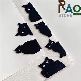 RAO Store พร้อมส่ง ที่คั่นหนังสือแม่เหล็กสีดำ ลายแมวลายหมีน่ารัก เป็นแม่เหล็กไดคัท2ด้าน