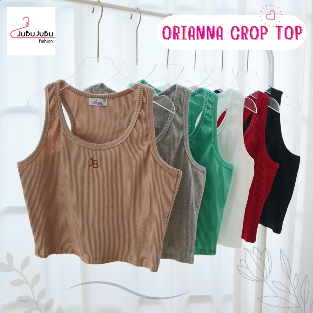 JuBuJuBu Orianna Crop Topเสื้อครอปกล้าม ปักลายโลโก้ เสื้อสาวอวบ ผ้าร่องพรีเมี่ยม อก38-50นิ้ว#551