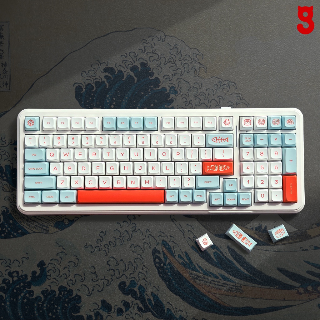 (พร้อมส่งจากไทย) คีย์แคปแซลมอน keycap Salmon Eng  PBT XDA 133 คีย์
