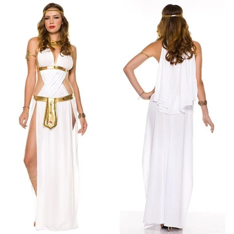 ชุดเทพธิดา กรีก โรมัน ชุดแฟนซี สีขาว สำหรับ ผู้หญิง Roman Empress Woman Adult White Greek Goddess Ha