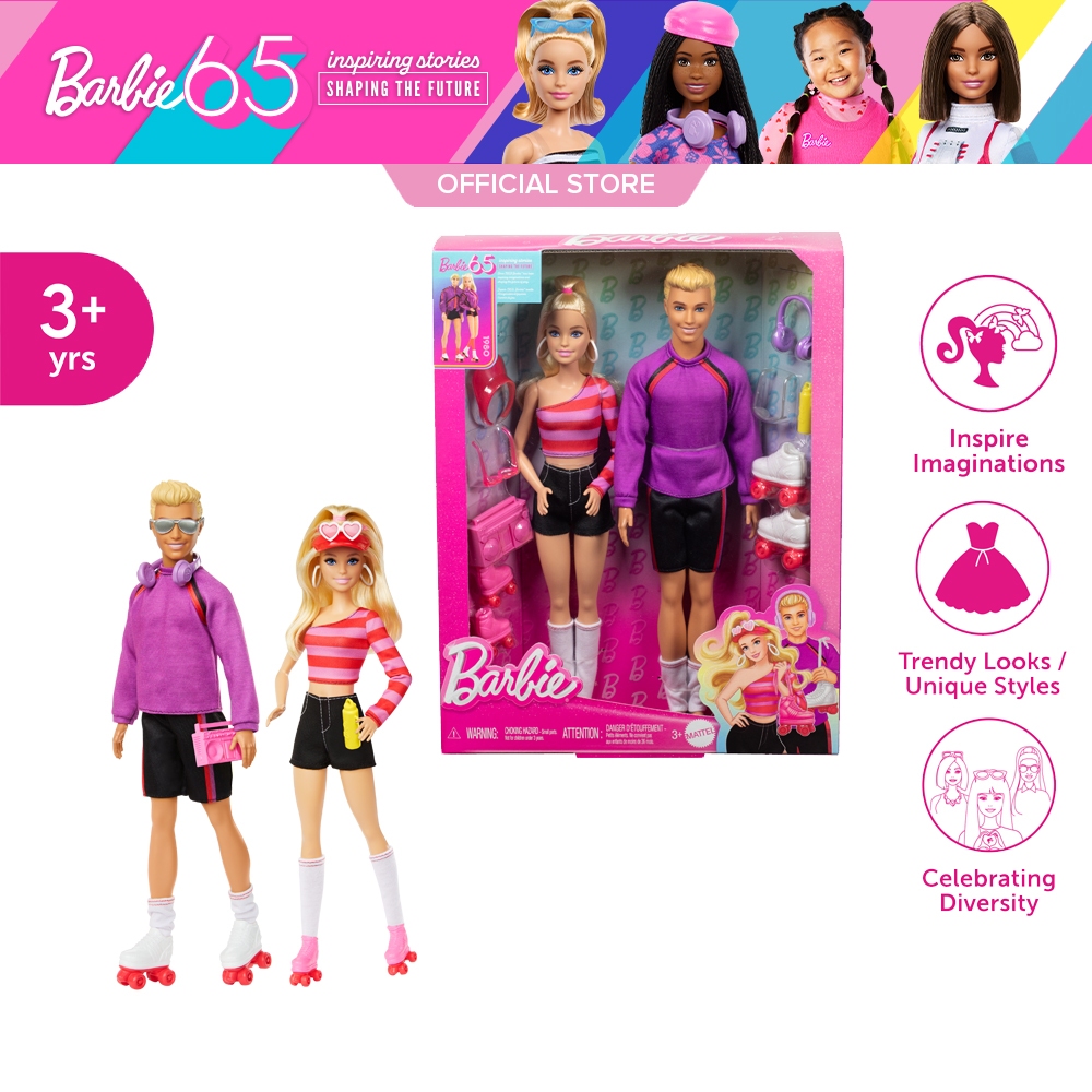 Barbie Fashionistas 65th Barbie&Ken Doll Set Roller-Skating Theme ตุ๊กตาบาร์บี้และเคน ธีมสเก็ตรุ่นครบรอบ 65 ปี HXK90 ID