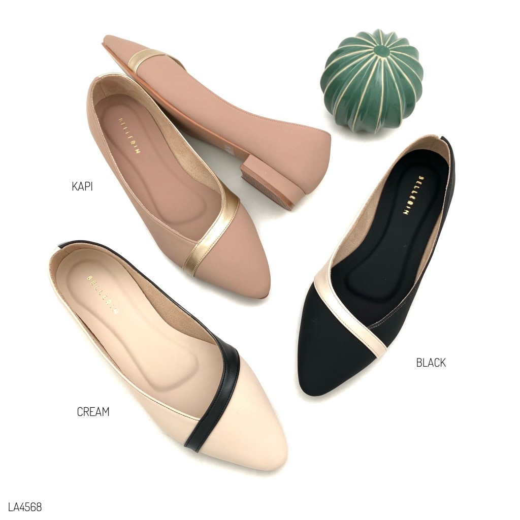 HaloBangkok รองเท้า Flat Shoes หนัง PU Leather รุ่น LA4568