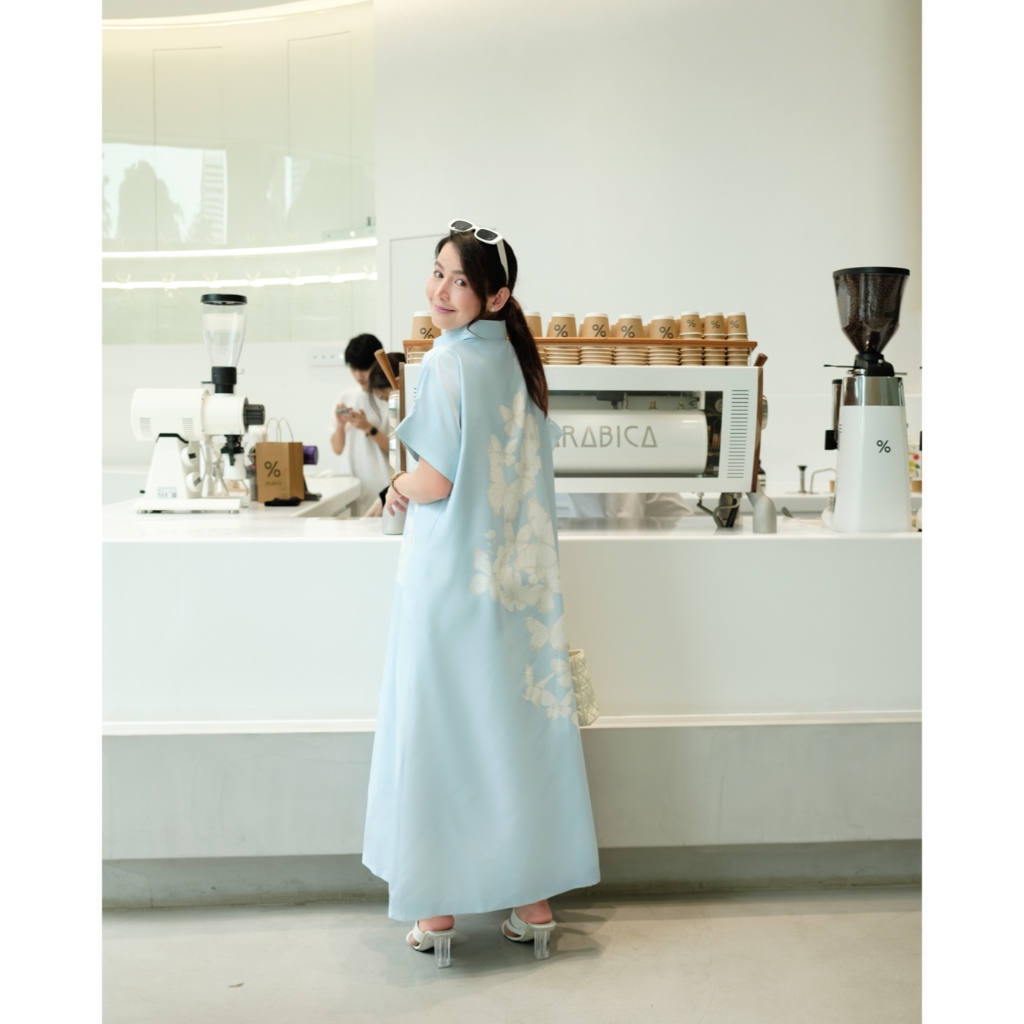 Butterfly Dress แขนสั้น ผ้าซาตินกัน UV