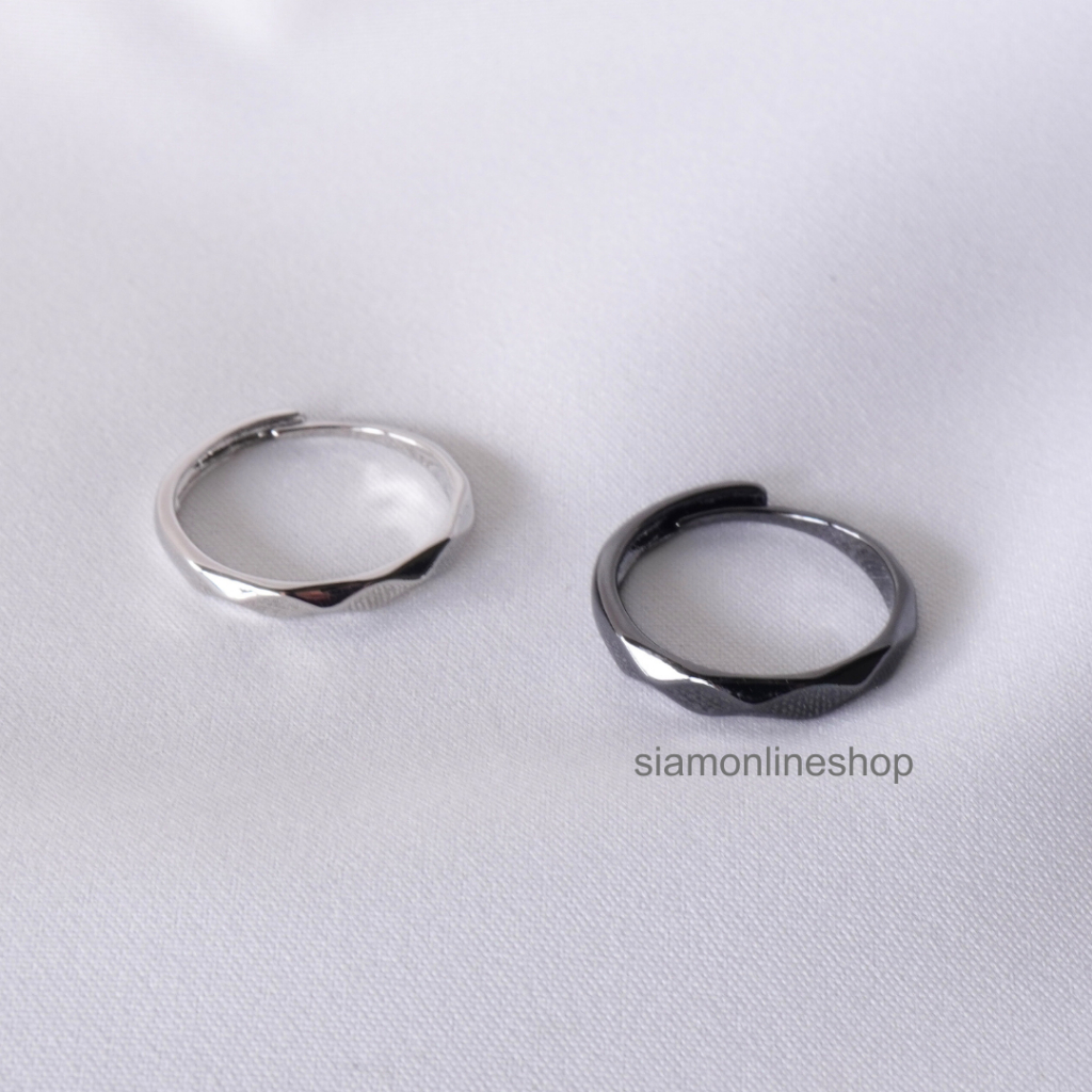 แหวนสเตนเลสหน้าเล็ก แบบเจียเหลี่ยม faceted stainless ring รูปที่ 7