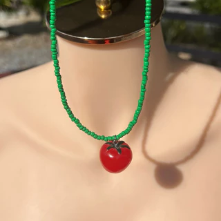 (พร้อมส่ง) สร้อยมะเขือเทศ จี้มะเขือเทศ 🍅 แฮนด์เมด