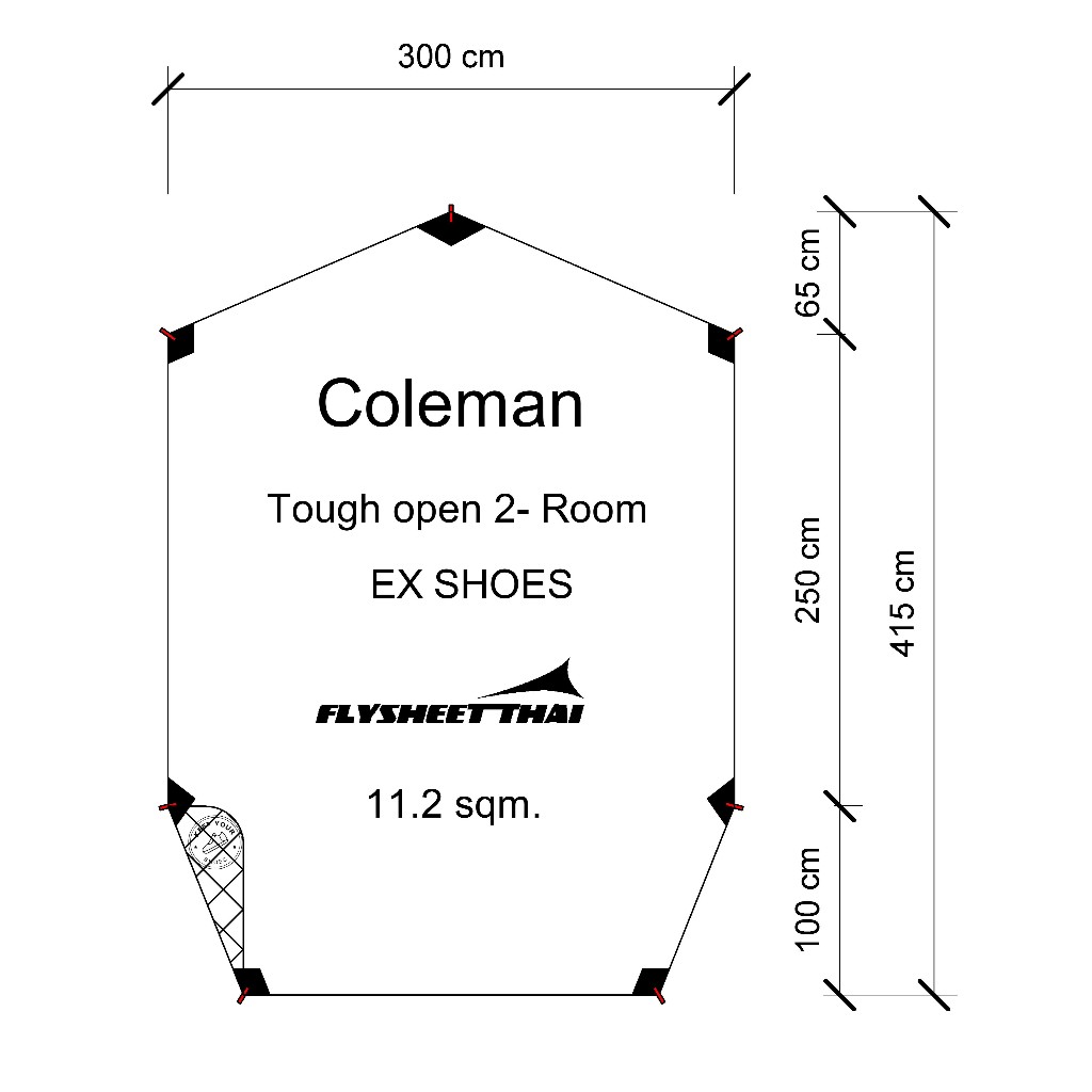 กราวชีท COLEMAN TOUGH OPEN 2 ROOM ตรงรุ่น เสริมยื่นหน้า ผ้าใบรองเต็นท์