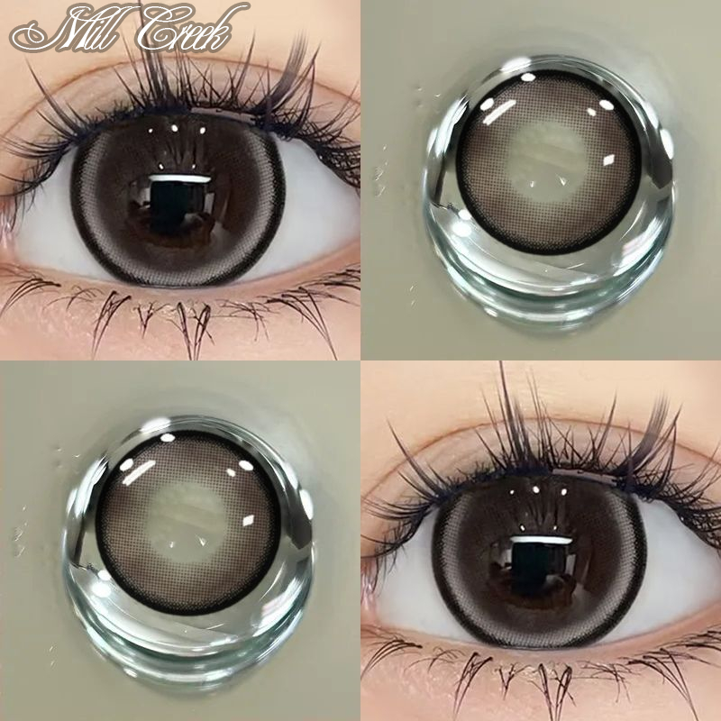 Mill Creek คอนแทคเลนส์ คอนแทคเลนส์สี【0°-800°】สีดำ 14.5mm เลนส์บิ๊กอายน่ารัก ขยายรูม่านตา12 เดือน