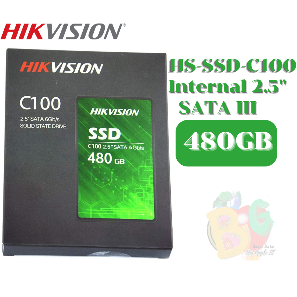 480GB SSD (เอสเอสดี) Hikvision (HS-SSD-C100) Internal 2.5" SATA III 6 Gb/s SOILD STATE DRIVER (3Y)