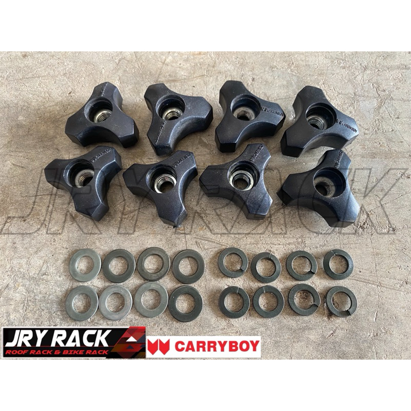 ลูกบิด 3 แฉก พร้อมแหวนรอง Carryboy เกลียว M8 1 ชุด = 8 ตัว (ของแท้แครี่บอย 100%) JRY Rack ลูกบิดแครี่บอย