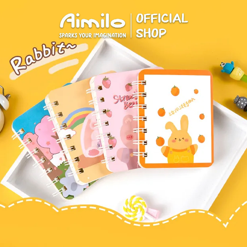 Aimilo สมุดจดบันทึก โน๊ตจิ๋ว สุ่มลาย น่ารักๆ มีเส้น จดบันทึก พกพา กระดาษคุณภาพดี