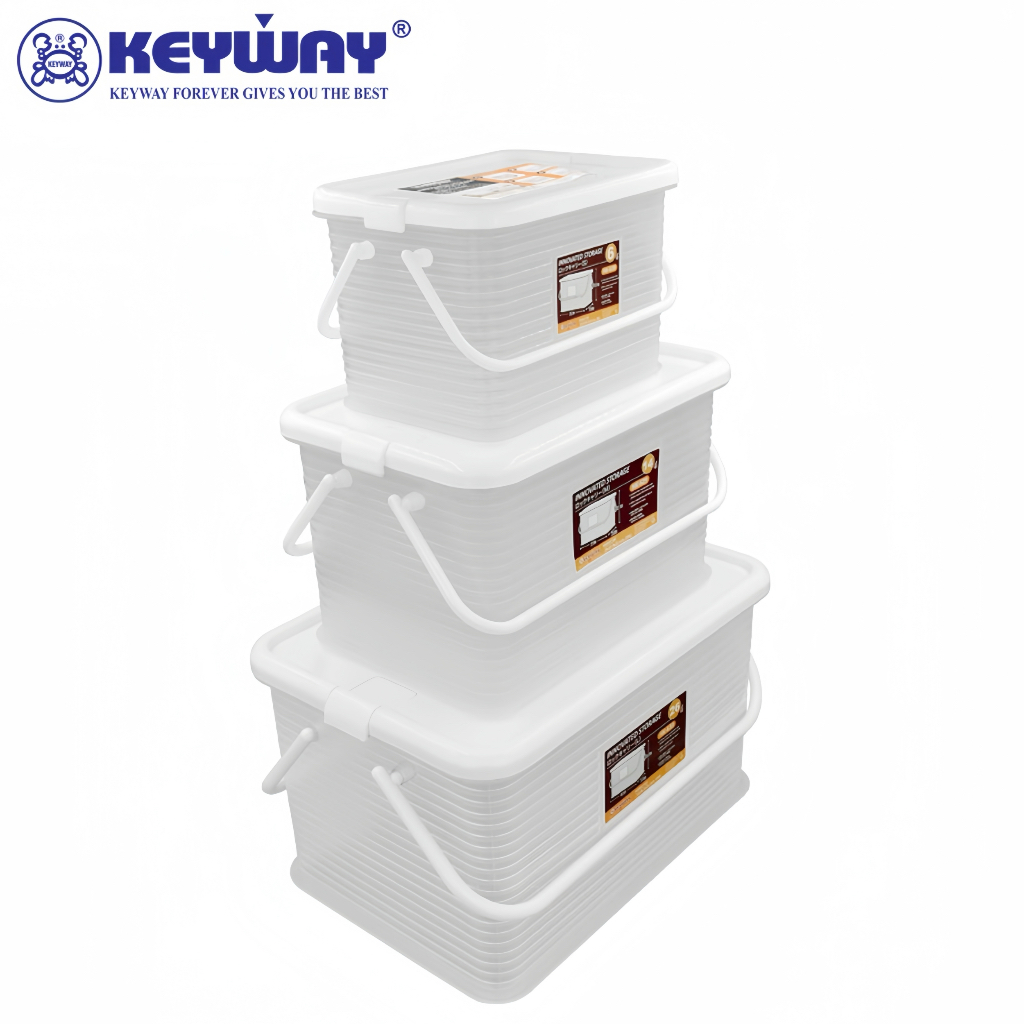 Keyway กล่องเก็บของพร้อมฝาปิด(ซ้อนกันได้) รุ่น HK (คละสี)