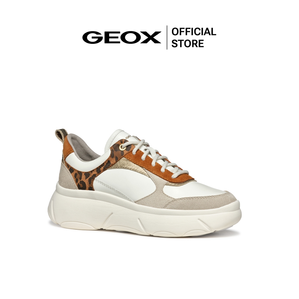 GEOX รองเท้าผ้าใบผู้หญิง รุ่น D NEBULA 2.0 X - PAPYRUS/LEOPARD FW24 (D46NHDC1S0FF_H4BRYL)