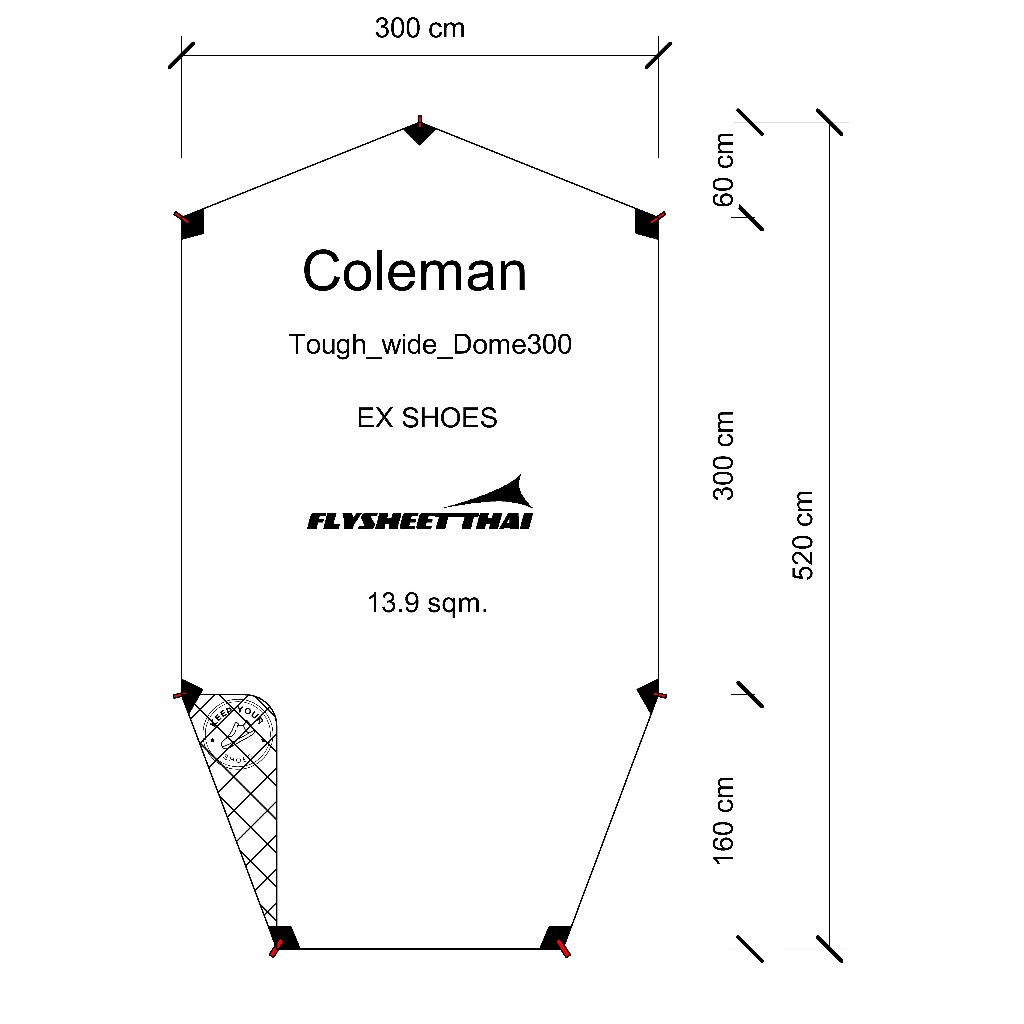 กราวชีท ผ้าปูรองเต็นท์ Tough Wide Dome 300 กราวชีท ตรงรุ่น เสริมยื่นหน้า PVC